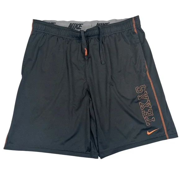 Nike Texas Longhorns Athletic Shorts Mens Large Black Dri-FIT NCAA Pull On