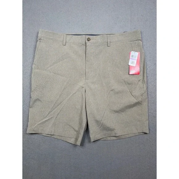 PGA Tour Mens Golf Shorts 38 Khaki Color Heather Stretch Moisture Wicking
