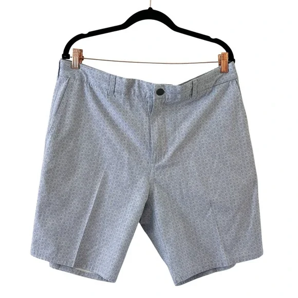 Johnnie-O Hayes Prep Formance Shorts Mens 38 Gray Geo Golf Chino Stretch 9