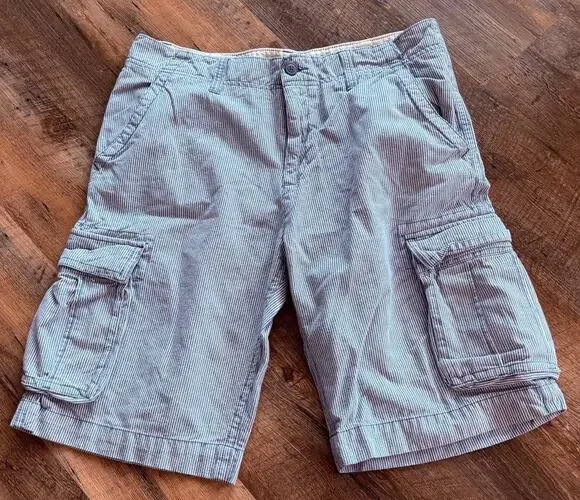 Old Navy blue and white Mini  Stripe 100% Cotton Cargo shorts 34