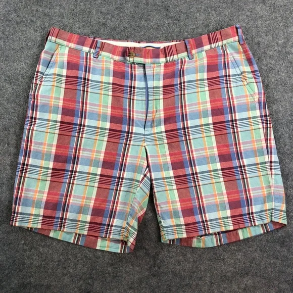 Peter Millar Seaside Mens Golf Shorts 38 Plaid Linen Silk Country Club Crown