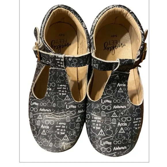 Monkey‎ feet Harry Potter themed Black leather Kids Shoes size 5-6 years