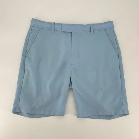 G Fore Mens Golf Shorts Light Blue Performance Size 32 Flat Front Luxury Sport