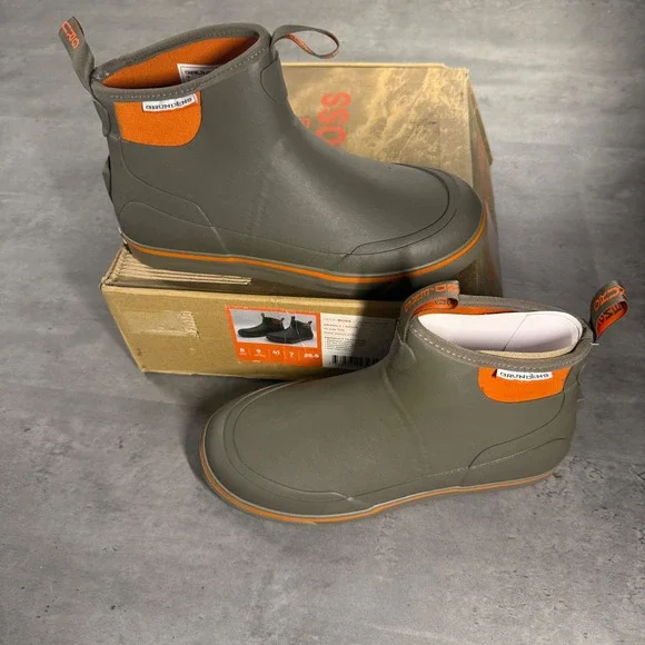 Grundens Deck-Boss Ankle Boot Men 8 Womens 9 Brindle Brown Orange Waterproof
