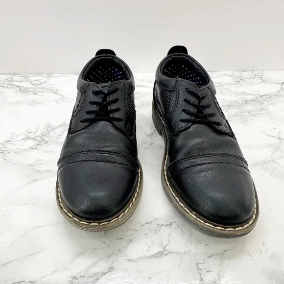 Steve Madden‎ Tolliver Boys Black Leather Oxford Dress Shoes Size 9