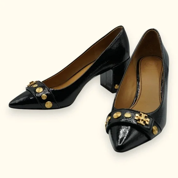 TORY BURCH‎ Women's Kira Patent Leather Logo Pumps Shoes Size 7.5M #57517