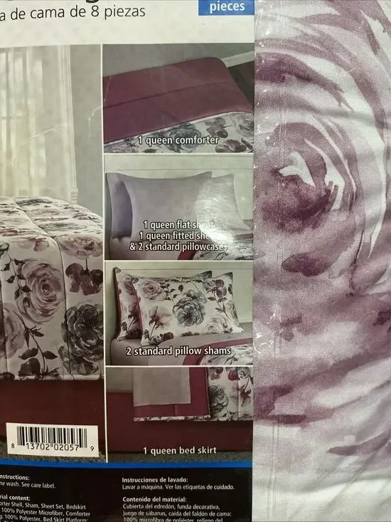 mainstays bed in a bag queen Flower Bedding Set NWT 3634