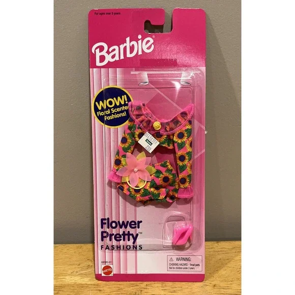 1996 Barbie‎ FLOWER PRETTY Fashions Neon Vintage Retro Mod NEW NIP NOS Pink