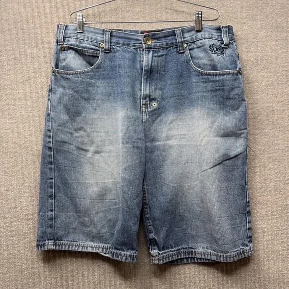Phat Classics Denim Shorts Mens 36 Blue Relaxed Fit Bermuda Hip Hop Casual