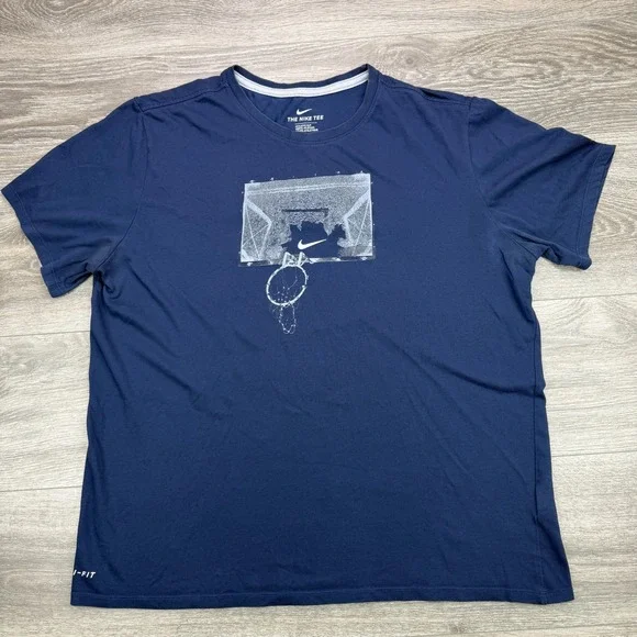 Nike Shattered Backboard Shirt Mens XL Blue Performance Short Sleeve Basketball