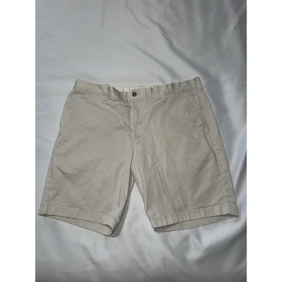 J.CREW Factory Shorts Mens 36 Tan Flat Front Chino Cotton 9