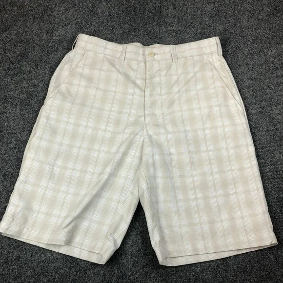 Ben Hogan Performance Golf Shorts Mens 30 White Plaid Moisture Wicking ZFSB78NB