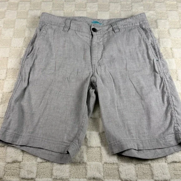 Tommy Bahama Mens 30 Gray Linen Blend Flat Front Marlin Logo Shorts 9