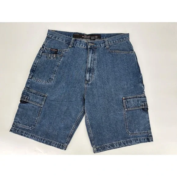 Epic Eurodnm E3 Mens Denim Cargo Shorts Size 38 Y2K Baggy Utility Streetwear