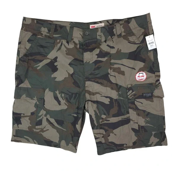 Wrangler Cargo Shorts Mens 46x10 Green Camo Relaxed Fit Tech Pocket Tactical New