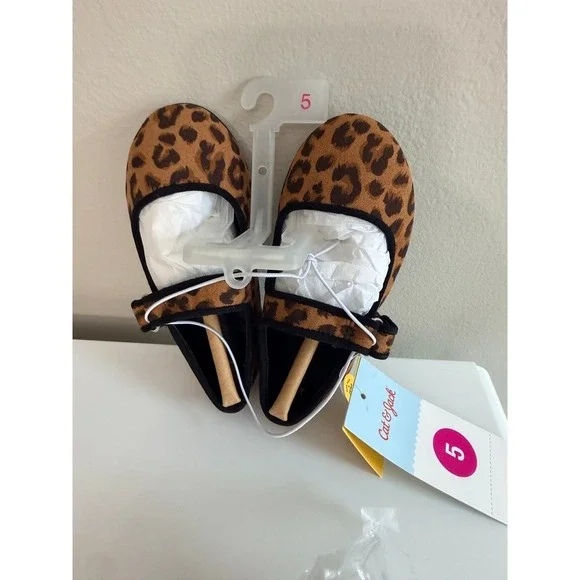 Cat & Jack Mary Jane Flats Toddler Girls Size 5 Leopard Animal Print NWT