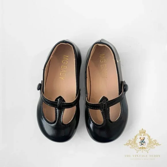 NWT Pretty Girls Mary Jane Flats Vintage Style Cute Children's Shoes Black 1