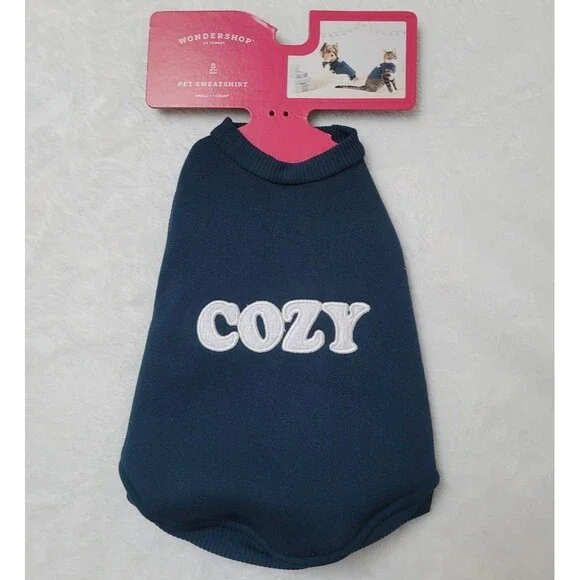 Wondershop Pet Cozy Sweatshirt Dark Blue White Embroidered Dogs Cats Small New