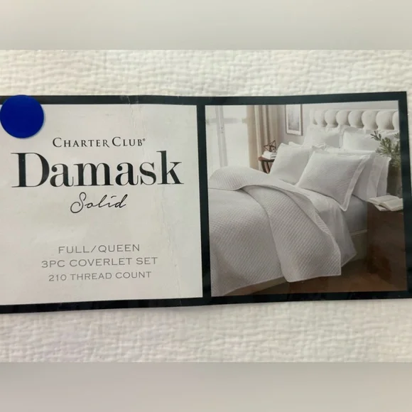 Charter Club Cream Damask Collection Coverlet Set