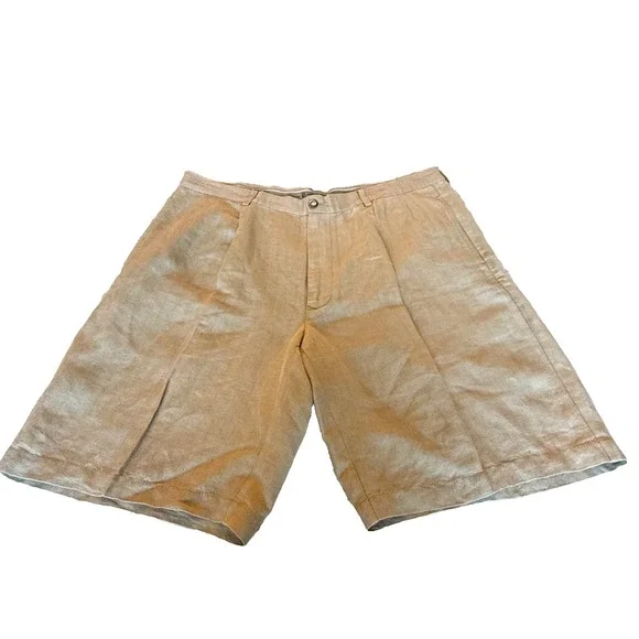 Tommy‎ Bahama Men's Linen/Silk Blend Chino Shorts Tan Pleated Size 38