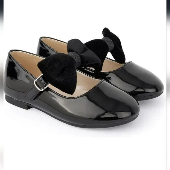 Gymboree Girls Black Dressy Mary Jane's Ballet Flat with removable bow s…