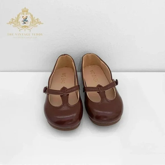 NWT Pretty Girls Mary Jane Flats Vintage Style Cute Children's Shoes Chestnut 11