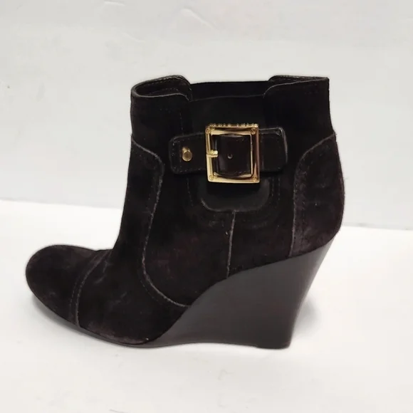 Tory Burch Adrienne Suede Wedge Ankle Booties in‎ Brown