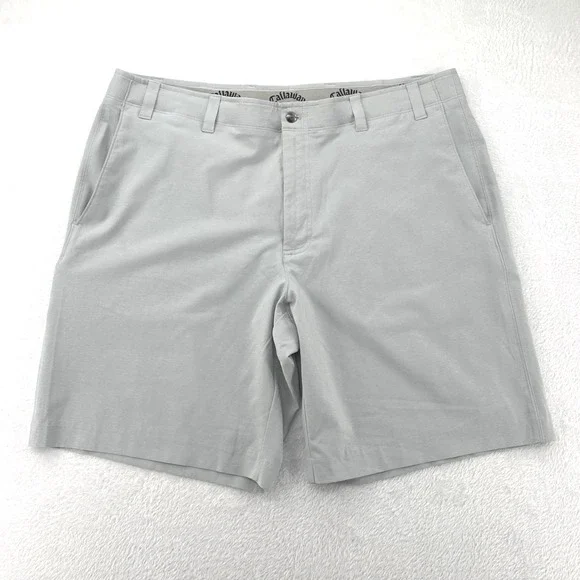 Callaway Mens Performance Golf Shorts Light Grey Flat Front Size 40