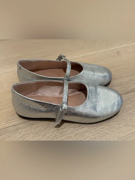 Zara Girls Silver Party Mary Jane Shoes - Size 30