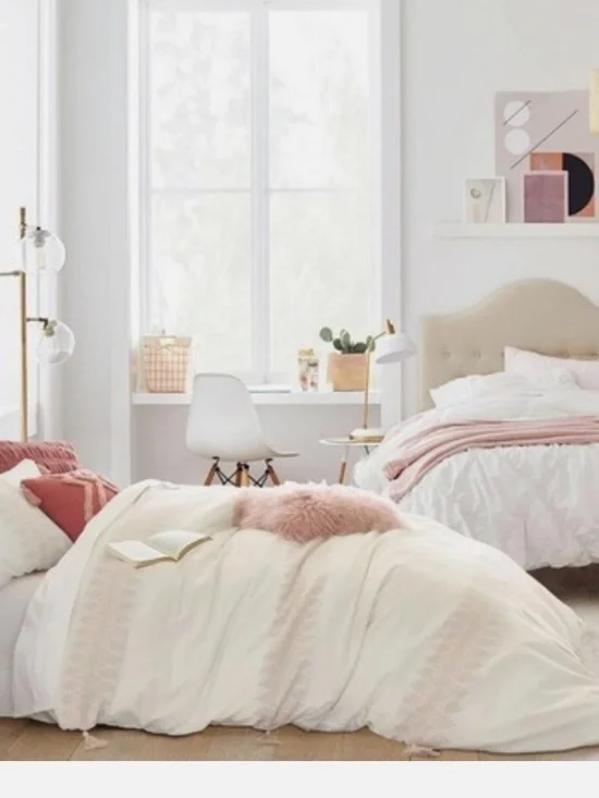 Twin Duvet Soft Cream and Blush Bedding