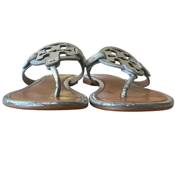 Tory Burch Miller Metallic Silver Sandals Size 7