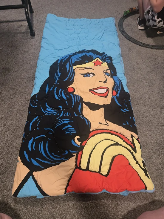 Pottery Barn Cotton Thick Kids Sleeping Bag Bkue White Wonder Woman Printed