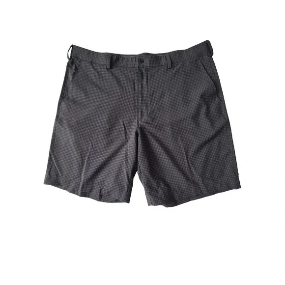 PGA Tour Golf Shorts Mens 40 Gray Check Performance Stretch Flat Front Casual