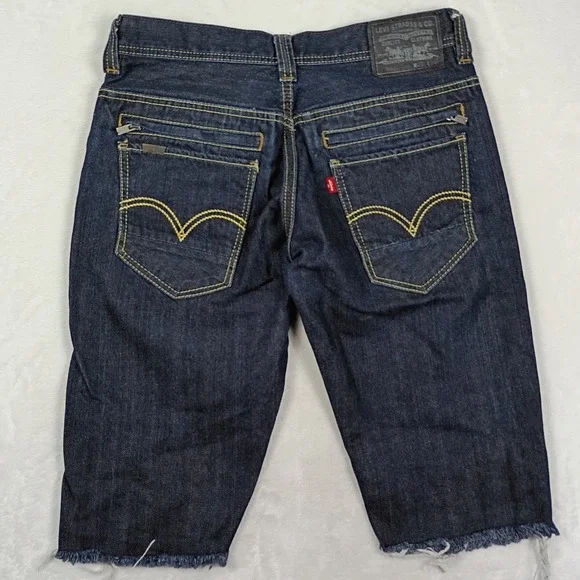 Levi's Denim Shorts Mens 32 Blue Raw Hem Zipper Pockets Y2K Gorpcore Summer 511