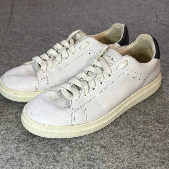 Tory Burch Women 5.5 Howell Sneaker Titanium White Warm Roccia Snake Embossed