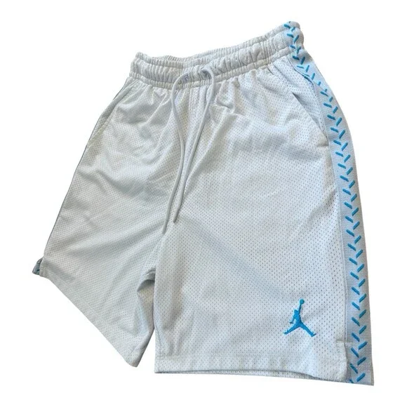 Jordan Brand White Mesh Shorts University Blue Side Stripe Jumpman Sz S