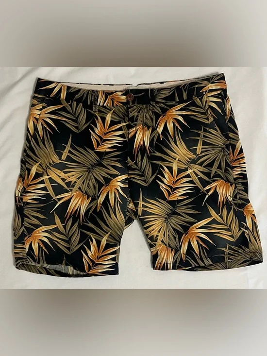Scotch & Soda Tropical Print Shorts W32 Palm Leaf Resort Vacation Chino Shorts