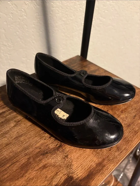 Black Patent Kids Tap Dance Shoes Size 10