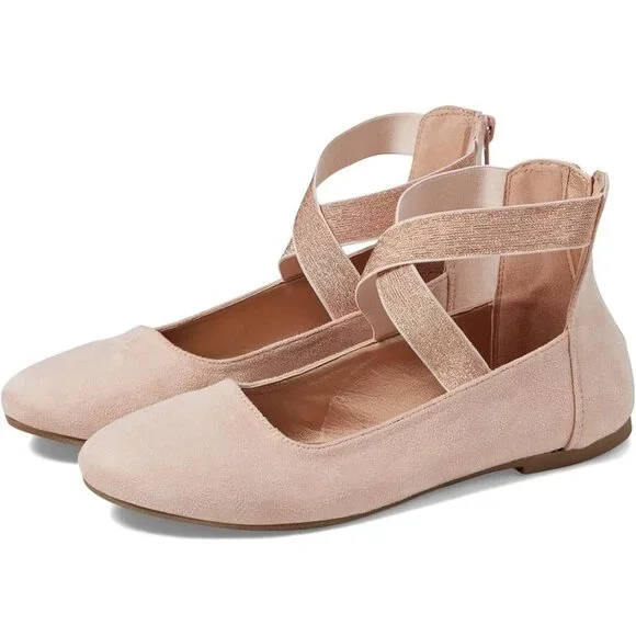 Girls MIA Girl CORRE Faux Suede Flats Casual Shoe Size 13 3 5 Zipper NWT