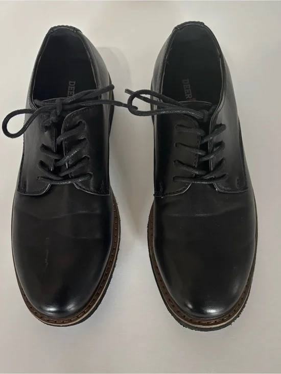 Deer Stags Denny Boys 5 Oxford Black Vegan Leather Dress Shoes Size 2M