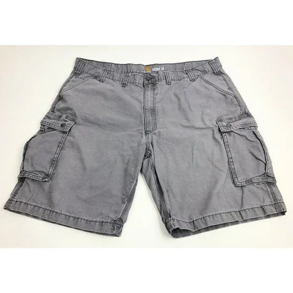 Carhartt Shorts Adult 46 Gray Canvas Cargo Work Wear Outdoors Hiking Mens Relax
