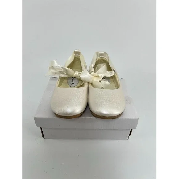 Olivia K Toddler Girls Size 6 Ivory Leather Ballet  Maryjane Dress Shoes‎ Satin