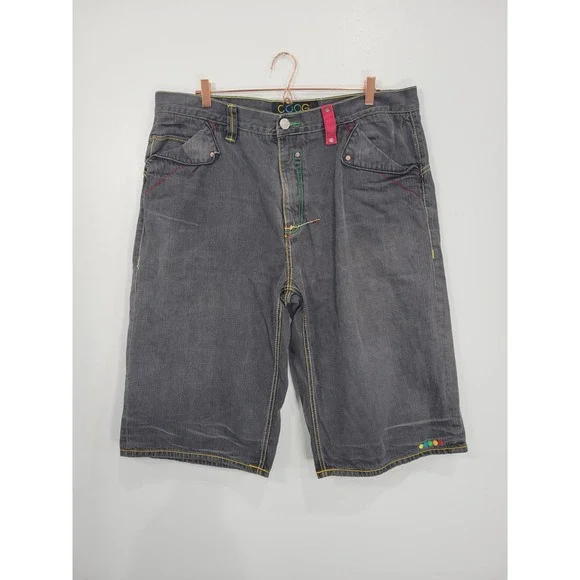 Coogi Authentic Australian Mens W42 Baggy Denim Shorts Black The Art Of Life Y2K