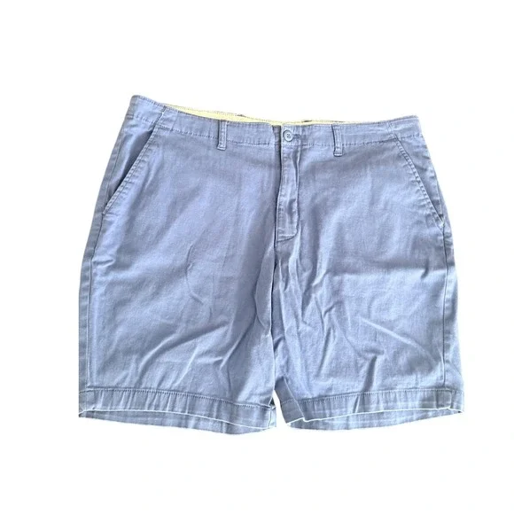 George Mens Light Blue Grey Flat Front Chino Shorts Size 40 Casual Twill Summer