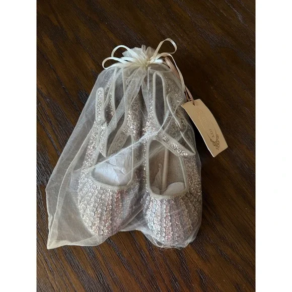 Joyfolie Hazel Mary Jane Kids Size Y4 Silver Rose New Sequin Glitter Dress Shoes