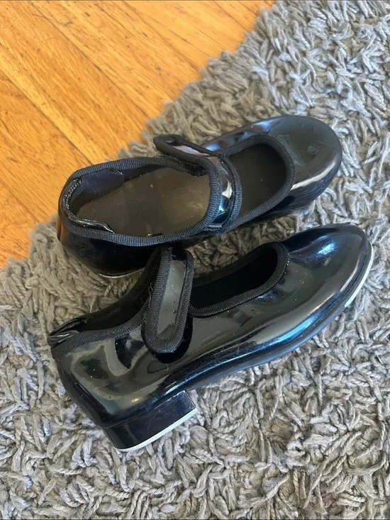 Toddler Girls Black Patent Tap Shoes Size 9.5