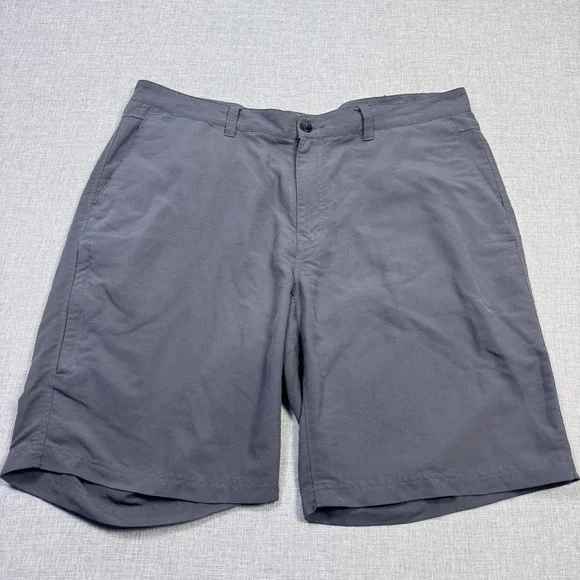REI Chino Shorts Mens 40 Gray Cotton Canvas Belted Pockets Flat Front 11