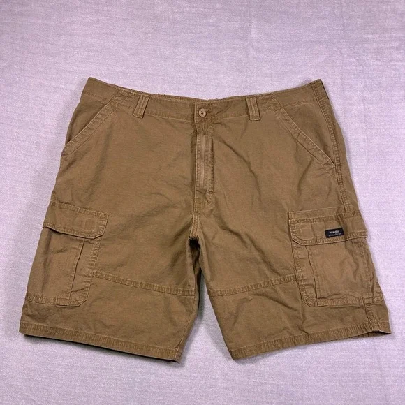 Wrangler Mens Brown Stretch High Rise Relaxed Fit‎ Utility Cargo Shorts Size 42