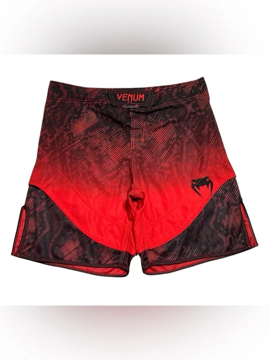 Venum Fight Team MMA kickboxing shorts Size Large black red