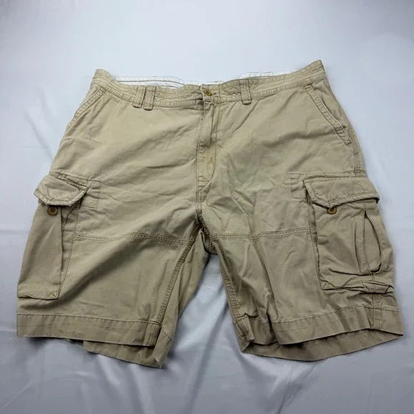 Polo Ralph Lauren Cargo Shorts Mens 44 Tan Khaki Classic Distressed Cotton